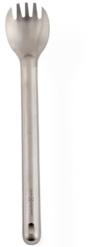 Core Element Pure Titanium 8.5 Long Handle Spork Outdoor Ultralight Bushcraft Campfire Flatware for Camping Backpacking Great for Freeze-dried meals Deep Pouch