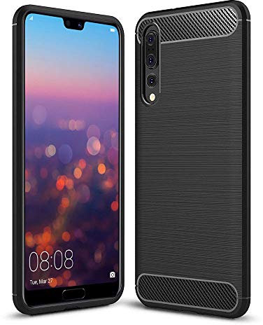 COPHONE® Coque de Protection Compatible Huawei P20 Pro Etui antidérapent Coque Fibre de Carbone Noir Anti Choc