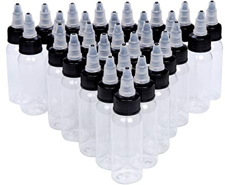 new star tattoo Lot de 30 flacons vides pour encre de tatouage de 30 ml avec bouchon torsadé en plastique transparent pour pigments de tatouage de 30 ml