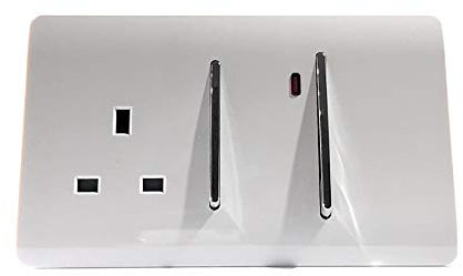 Trendi Artistic Modern 45 A Cooker Switch Inc Plug Socket & Neon Insert White