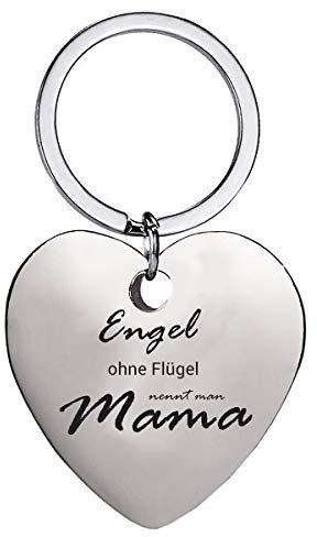Muttertagsgeschenke für Mama Mutter Schlüsselanhänger mit Gravur Engel ohne Flügel, nennt Man Mama Herz Schlüsselanhänger Personalisiert Muttertagsgeschenk, Geschenke für Mama zum Geburtstag Muttertag
