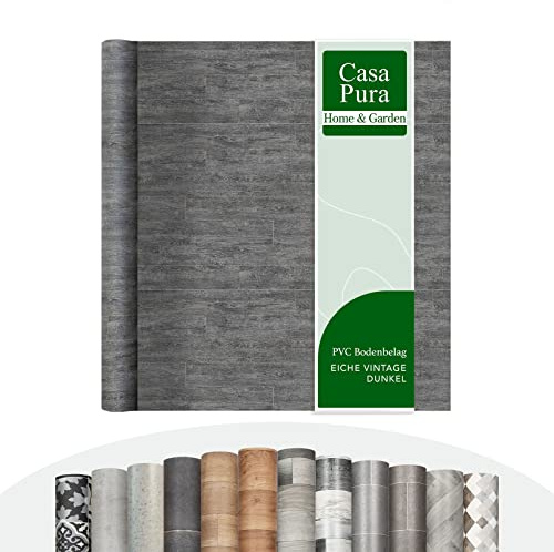 casa pura | Chêne Vintage Sombre | Sol en Vinyle au mètre - Aspect Bois carrelage - Revêtement de Sol en PVC - Revêtement de Sol | 200 x 600 cm