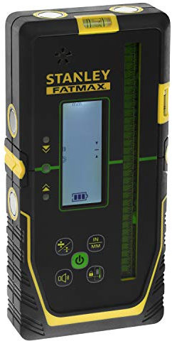 Stanley FatMax Empfänger für Rotationslaser (für grüne Laser, großer Arbeitsbereich: Ø 600 m, Radius 300 m, 2 Genauigkeitsstufen, extra großes Empfängerfenster), Schwarz/Gelb
