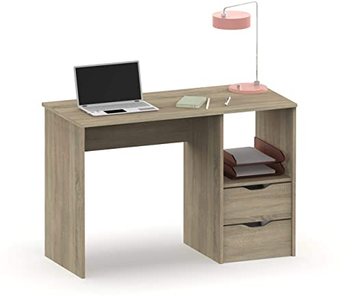 MUEBLES PITARCH | Escritorio con 2 Cajones, Mesa de Estudio, Juvenil de Ordenador, Roble Cambrian, 76x115x50cm (Alto x Ancho x Fondo) Vintage Colección Tibet