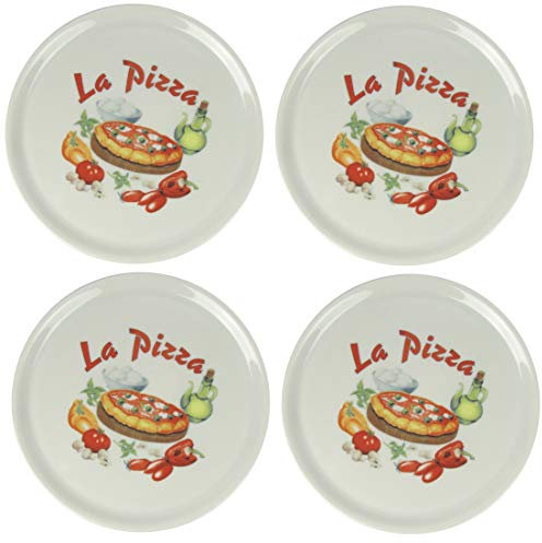 Saturnia Lot de 4 assiettes à pizza avec décor La Pizza Ø 31 cm