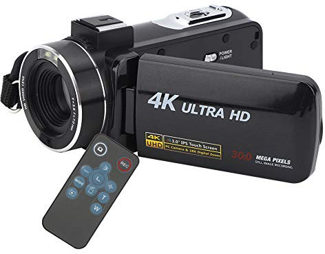 4K 1080P Camcorder Video Camera, 18X Zoom 30MP Digital Camcorder HD with 3.0 Inch IPS Touch Screen 270° Vlogging Camera Youtube Camera Recorder with Remote Control and Batteries