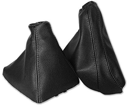 The Tuning-Shop Ltd Opel Astra H Mk5 Set Schaltknauf + Handbremsmanschette Schwarz Leder mit schwarzer Naht Maßanfertigung für EIN bestimmtes Modell - Nicht universal