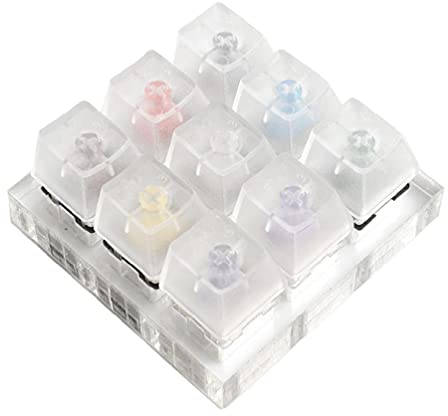9 Schalter Tester mit staubdichtem Acrylsockel Kailh Box Outemu für mechanische Tastatur MX Switch Tester mit Acryl Blank Base Tastenkappen