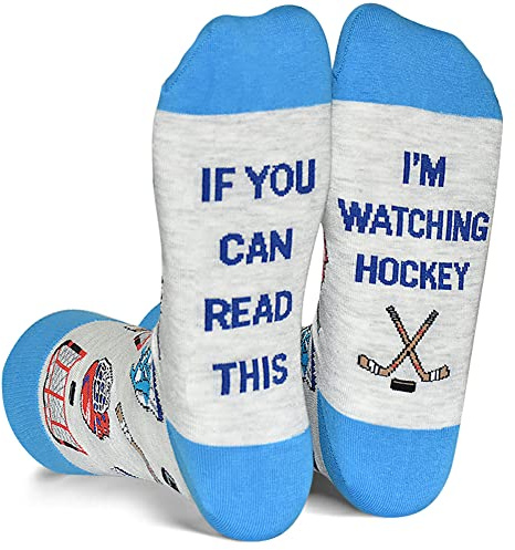 GOLIN If You Can Read This I'm Watching Hockey Socks, Funny Novelty Hockey Fans Gift for Men