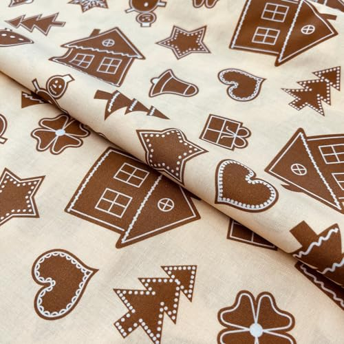 Stoff Meterware Weihnachten Winter Christmas Baumwolle - 1 Meter, Weihnachtsstoff, Weihnachtlich, Schnee, Deko (Weihnachtsbäckerei)