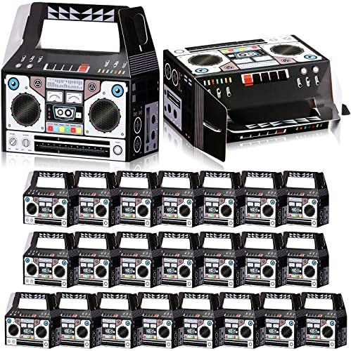 24 Cajas de Regalo de Auge Novedosas de 80s 90s Decoraciones de Radio Retro Suministros para Fiestas Temáticas de Hip Hop de Música de Cumpleaños Centros de Mesa (80s)