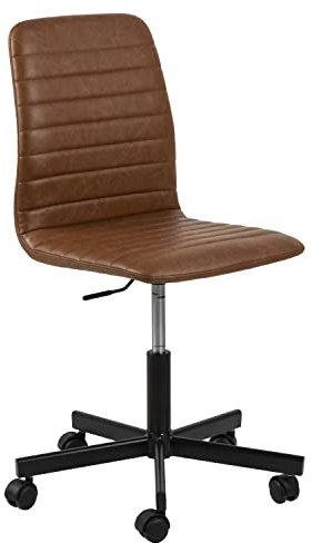 Amazon-Marke: Movian einfacher Schreibtischstuhl, höhenverstellbar, 61 cm x 52 cm x 94.5 cm, PU-Leder, Brandy
