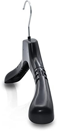 Kiroplast 12 Grucce Appendiabiti Spalla Estendibile per Camicie Magliette Giacche Plastica Salvaspazio Appendini Stampelle Ometti Grucciola (Nero)