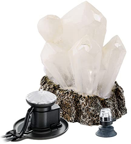 Ferplast Hydor Kit de Decoración Acuario Kit Box Crystal Show, Cristal, Resina Atóxica, con Aireador y Difusor de Burbujas, Luz Led Azul