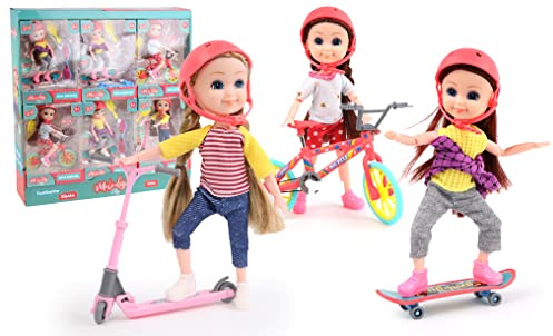 MELODY - Mini Puppenfahrer City - Puppenpuppe - 071222 - Zufallsmodell - Kunststoff - Figur - Puppe - Kinderspielzeug - Geburtstag - Roller - Skateboard - Fahrrad - Ab 3 Jahren