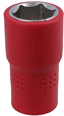 19mm 1/2in Drive VDE Insulated Shallow Metric Socket 6 Sided Single Hex 1000 V