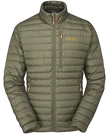 Rab Men's Microlight Jacket - Lightweight Down Coat for Trekking, Climbing, & Skiing - Light Khaki - X-Large