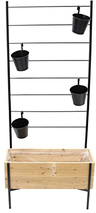 FRANK FLECHTWAREN Blumenleiter, Blumentöpfe, Pflanzleiter, Planztöpfe, Pflanzer Metallgerüst Pflanzkasten 60 x 23 x 20 cm, GH 137 cm vielseitig einsetzbar,