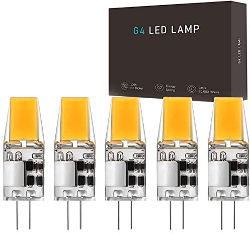 Hsientpe G4 LED Lampen,5W LED G4 Birnen 3000K Warmweiß 500lm, Ersatz für 50W Halogen Leuchtmittel,Kein Flackern,12V AC/DC, Nicht Dimmbar 360° Stiftsockellampe 5er Pack