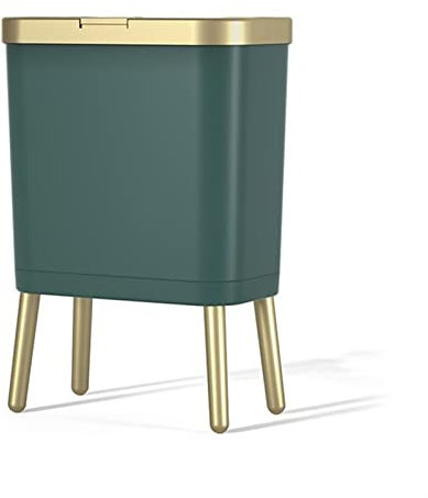Poubelle Salle de Bain Poubelle de luxe de luxe de luxe for la salle de bain Cuisine Creative Foot Pieds Poubelle en plastique avec couvercle, 15L, 2 couleurs Poubelle rectangulaire ( Color : Bianco )