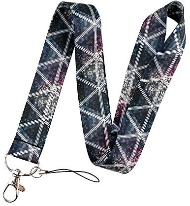 hansum Lanières pour le cou, cordons personnalisés avec boucle de sécurité, pour porte-badge d'identité, clés, permis de travail, téléphones portables(Rhombus)