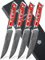 SANMUZUO Steakmesser Set, 4-teilig Damastmesser 13 cm Klinge - Steakbesteck Messerset - VG 10 Damaskus Stahl Küchenmesser mit Harzgriff - Xuan Serie(Sonnenuntergang Rot)