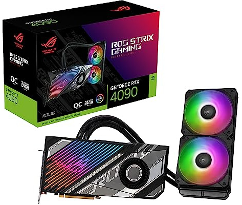 ASUS ROG Strix LC NVIDIA GeForce RTX™ 4090 OC Edition Gaming Graphics Card (PCIe® 4.0, 24 GB GDDR6X, HDMI® 2.1, DisplayPort™ 1.4a, full-coverage cold plate, 240 mm radiator, 560mm tubing)