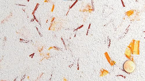 WOBAMOUR Baumwollputz Economy 12 - Feine weiße Flüssigtapete mit orangen und roten Bambuseffekten - 1kg für ca. 4m²