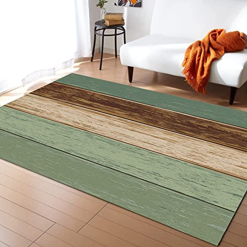 TEMLAN Bauernhaus-Türkis-Petrol-Holzmaserung Teppiche Gegend, Rustikale Holzstruktur Kleiner Teppich für Wohnzimmer, Schlafzimmer, Kinderzimmer, Büro, etc 100 x 150cm