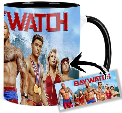 Baywatch Dwayne Johnson Tasse Innen & Henkel Schwarz Keramikbecher Mug
