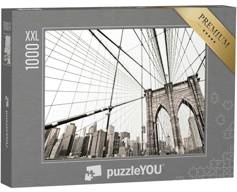 Puzzle 1000 Teile XXL „Die Brooklyn Bridge, New York City, schwarz-weiß“ – aus der Puzzle-Kollektion USA