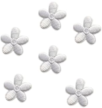 Wambere 10 Stück Blumen Applikationen,Patches zum Aufbügeln,Aufnäher Flicken zum Aufbügeln,Gestickter Blumenaufnäher,Bügelbild Aufbügelflicken,für DIY Kunsthandwerk Kleidungsdekoration,Weiß