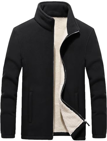 Jamron Uomo Taglie Forti Inverno Giacca in Pile con Cerniera Calde Giacche in Felpa con Colletto e Tasche con Zip (S-6XL)