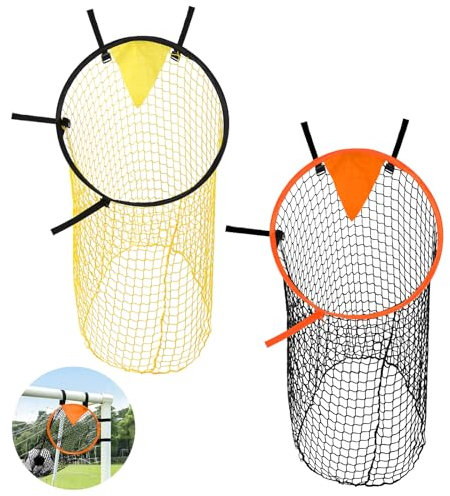 AMFUN Naranja y Amarilla, 2PCS Red Apara Portería de Fútbol, Red de Objetivo Portátil, Red Auxiliar para Entrenamiento de Fútbol, para Niños Entrenamiento de Fútbol