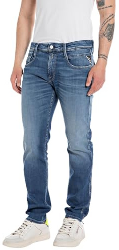 Replay Herren Jeans Anbass Slim-Fit Hyperflex mit Stretch, Blau (Medium Blue 009-7), 33W / 30L