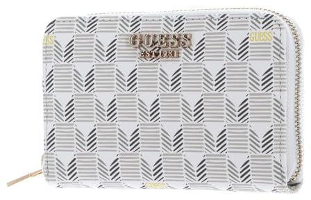 GUESS Geldbörse Laurel Zip Around Stone Logo Creme