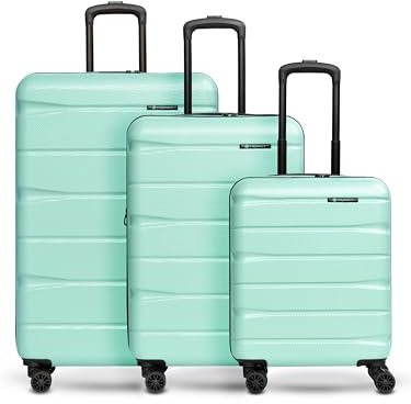 Franky Munich 4.0 Koffer Set | Trolley Hartgepäck - Handgepäck Koffer mit 4 Rollen Einer Dehnfalte, Kreuzpackgurt, arretierbarer Griff und TSA-Zahlenschloss | 34 L / 60 L / 105 L