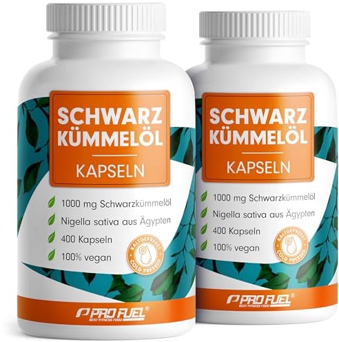 Schwarzkümmelöl Kapseln 800x VEGAN, 1000mg ägyptisches Schwarzkümmelöl Tag pro Tag, WICHTIG: Vegane Kapselhülle OHNE Gelatine!, natürliches Vitamin E, laborgeprüft & zertifiziert, Vorrat für 400 Tage