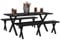 Outsunny Bierzeltgarnitur, 3-TLG. Festzeltgarnitur mit Tisch aus Alu, 2 Bänken aus Stahl, Schirmloch, Gartenmöbel Set mit Holzoptik für Terrasse, Balkon, 180 x 80 x 73 cm, Schwarz