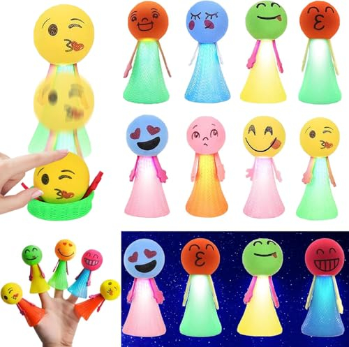 Feder Leucht Springendes Spielzeug, 12 Stück Jumping Spielzeug, Emoticons Puppen Hüpfende, Spring Launchers Toys, Hüpfende Partygeschenke für Kinder, Kleine Geschenke