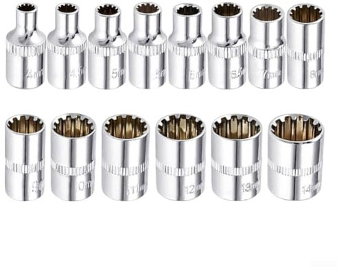 and Reliable 12 Point Socket Bit for Ratchet Wrench 1 4 Square Drive (9mm)