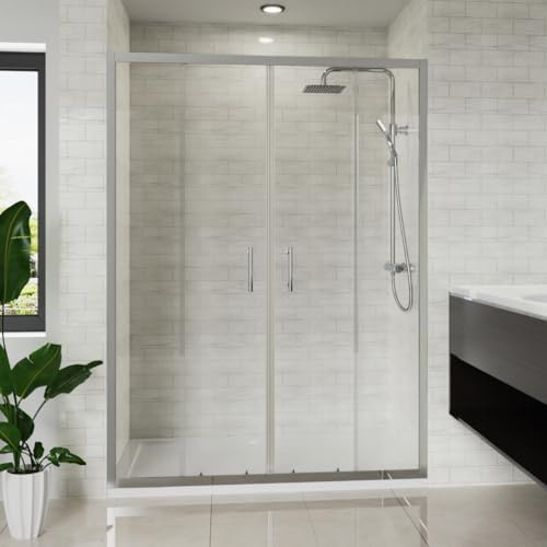 Blümme 1400mm Double Sliding Shower Door Chrome Framed Bathroom Shower Enclosures Cubicle
