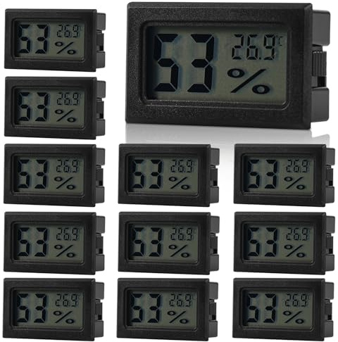 Thermometer Hygrometer Mini LCD Digitales: WIYETY 12er Innen Temperatur Luftfeuchtigkeit Messgerät, Thermo-Hygrometer, Temperature Humidity Meter für Büro Wohnzimmer Gewächshaus Kühlschrank