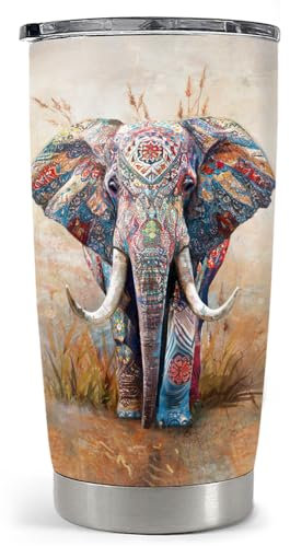 SANDJEST Elephant Tumbler 20oz Stainless Steel Insulated Coffee Travel Mug Cup for Women Girls on Birthday Christmas Mothers Day