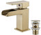 Luckyhome Waterfall Gold Basin Tap with Waste,Bathroom Single Lever Chrome Plated Brass Sink Mixer Tap