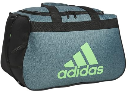 adidas Unisex Diablo Small Duffel, Sports Duffle Gym Bags for Men or Women, One Size, Twill Preloved Teal/Lime Burst Green/Black/Diablo, One Size, Power Gym Bag – Lightweight Small Duffel