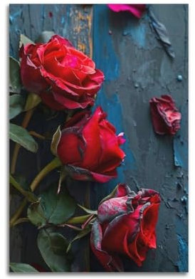 ZZBYMX Blumen-Poster, 3D-Ölgemälde, Hintergrund, Rose, Poster, dekoratives Gemälde, Leinwand, Wandposter und Kunstdruck, moderne Familienschlafzimmer-Dekoration, Poster, 20 x 30 cm