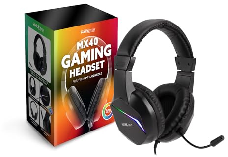 Maxx Tech Gaming Headset with light up LED, MX40 wired with 3.5mm aux