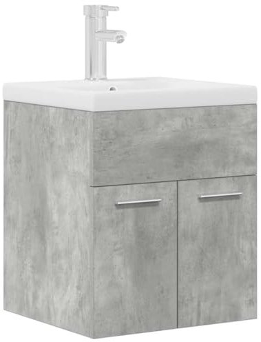 vidaXL Waschbeckenunterschrank mit Einbaubecken Wasserhahn Betongrau, Bad Waschtisch, Bad Waschbecken, Waschtischunterschrank, Badezimmer Waschtisch