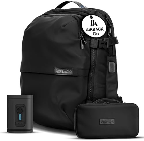 Airback Pacchetto bagaglio a mano, con custodia piccola e pompa a vuoto - Sotto il sedile - Per viaggi nel fine settimana, compatibile con Easy Jet - AirbackGO Nero opaco